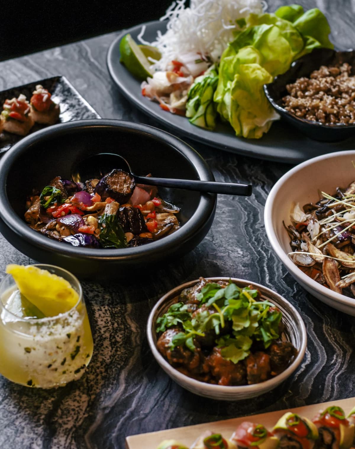 A vegan brunch spread at PLANTA Queen in New York City.