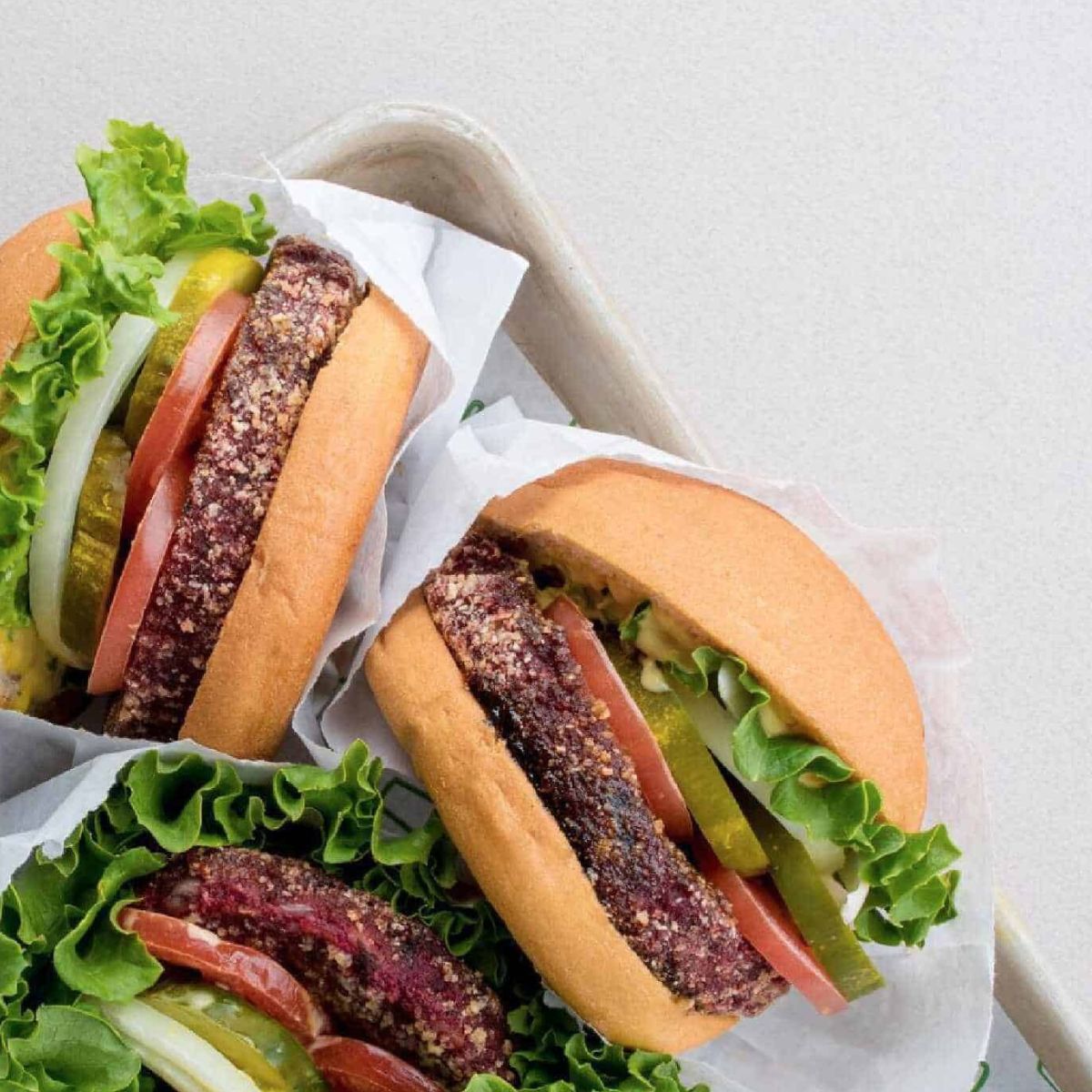 An assortment of vegan burgers from Shake Shack.