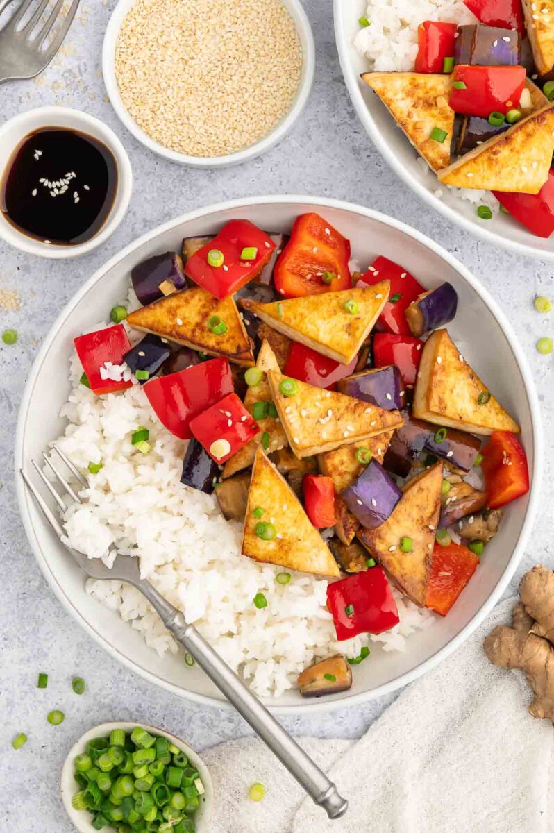 Eggplant Tofu Stir Fry (Easy)