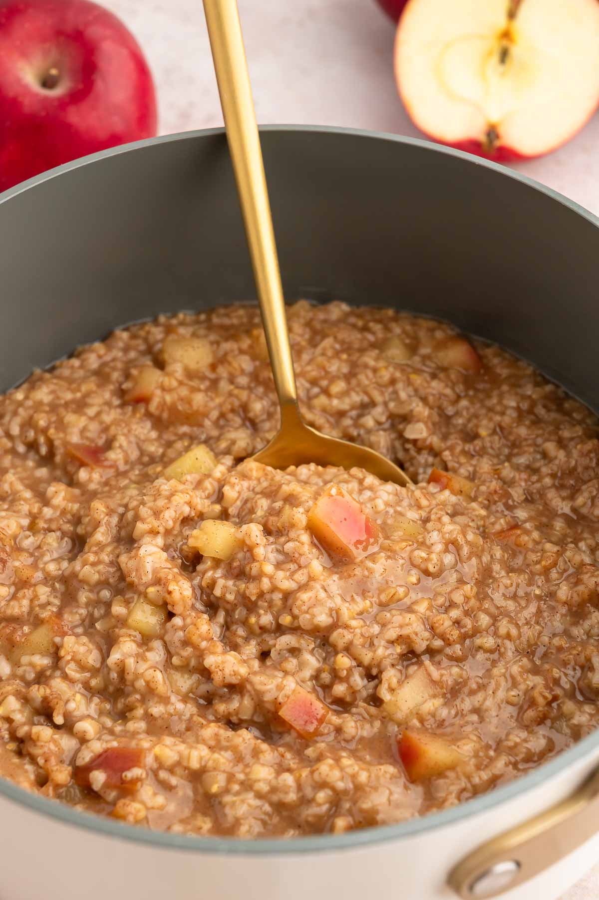 A bowl of apple cinnamon oats.