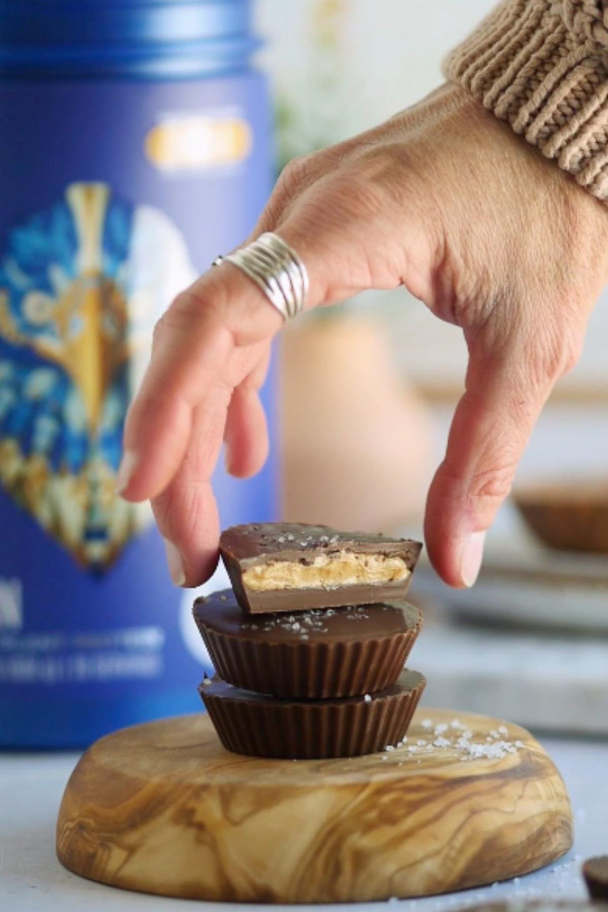 A stack of vegan peanut butter cups.