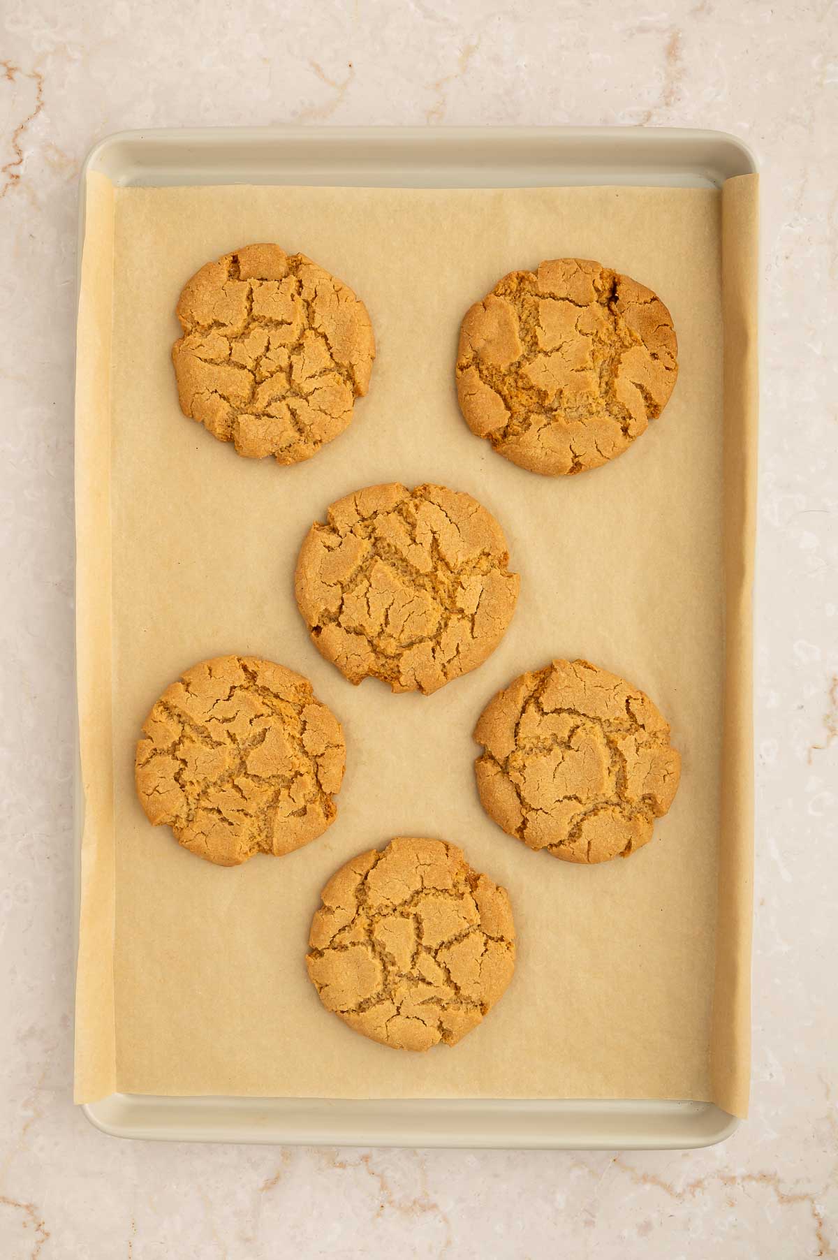 Vegan chai cookies on a baking sheet.