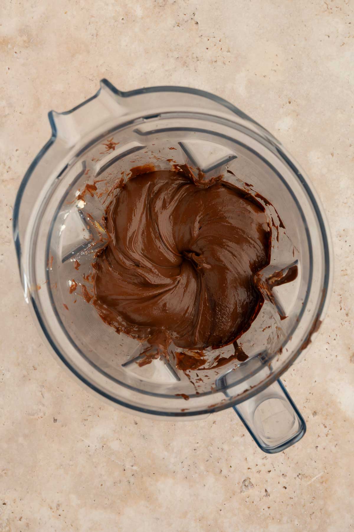 Filling for a vegan chocolate peanut butter pie blended together.