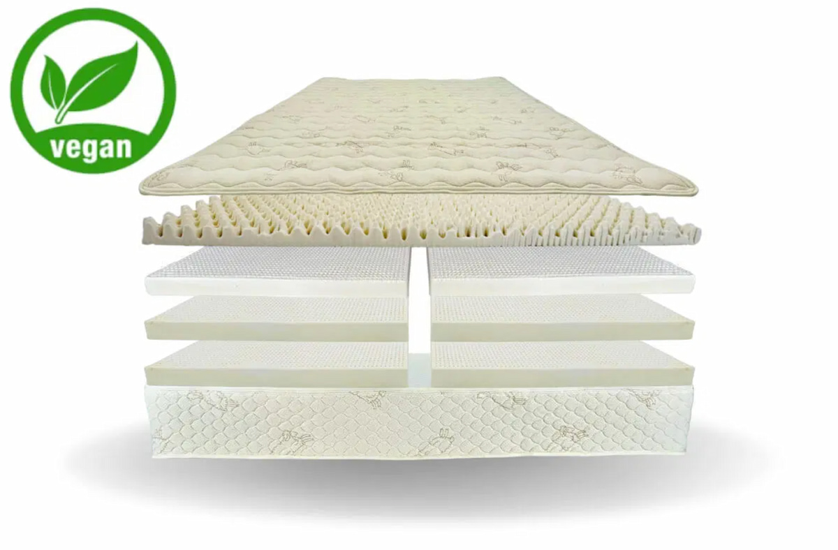 The make up of a natural latex vegan mattress by FloBeds.