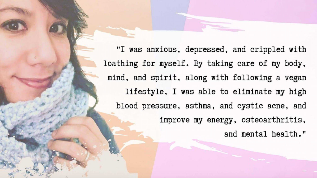 A quote from Gina House about her feelings before beginning a plant-based and vegan diet.