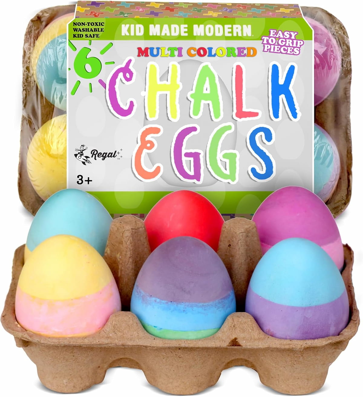 Chalk eggs for decorating, vegan Easter baskets and hide and seek play.
