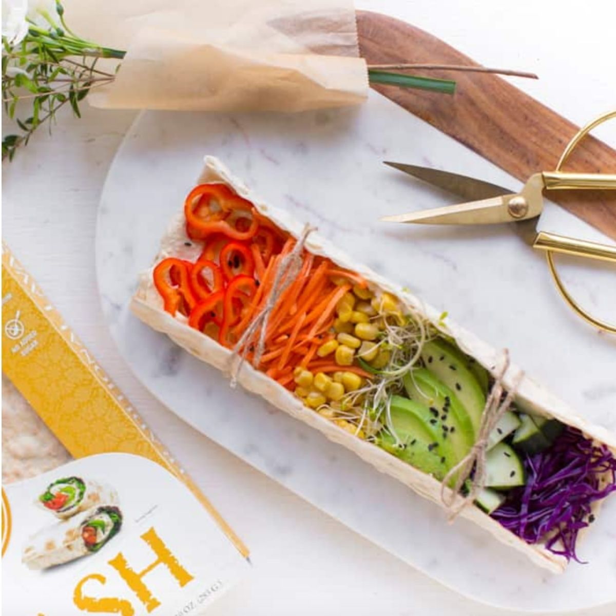 Rainbow Wraps With Hummus & Veggies